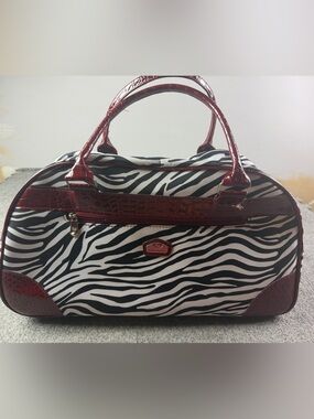 Gloria Vanderbilt Weekender Duffle Bag Carry On Zebra Print NWOT
